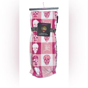 Ed Hardy Pink and White Skull Throw Blanket